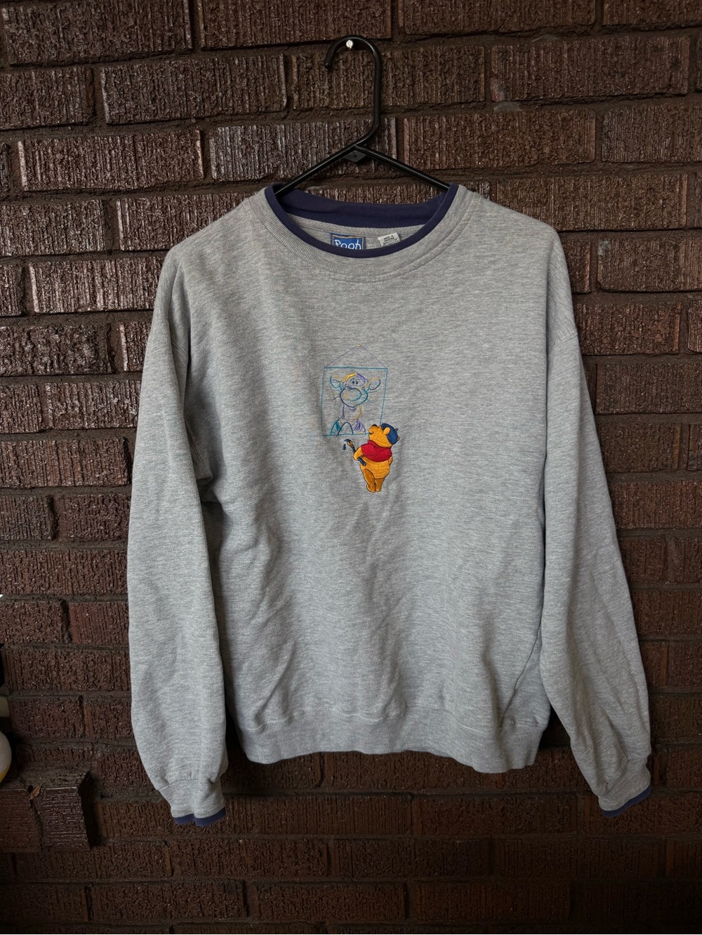 90s Vintage Disney Winnie the Pooh Tigger Embroidered Gray Crewneck Sweatshirt
